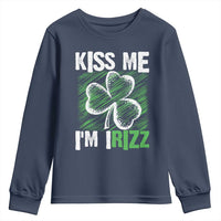 Funny St. Patrick's Day Youth Sweatshirt Kiss Me I'm iRizz Shamrock