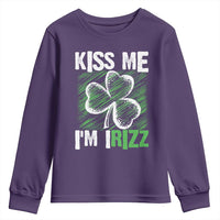 Funny St. Patrick's Day Youth Sweatshirt Kiss Me I'm iRizz Shamrock