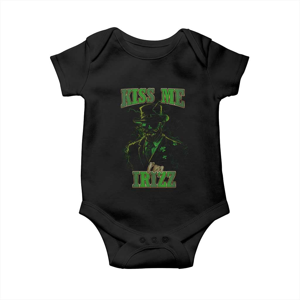 Funny St. Patrick's Day Baby Onesie Kiss Me I'm iRizz Cool Leprechaun