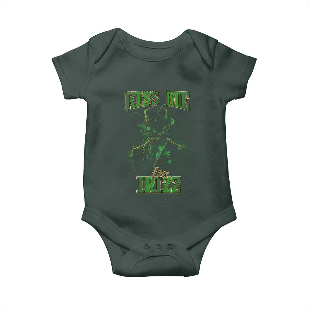 Funny St. Patrick's Day Baby Onesie Kiss Me I'm iRizz Cool Leprechaun