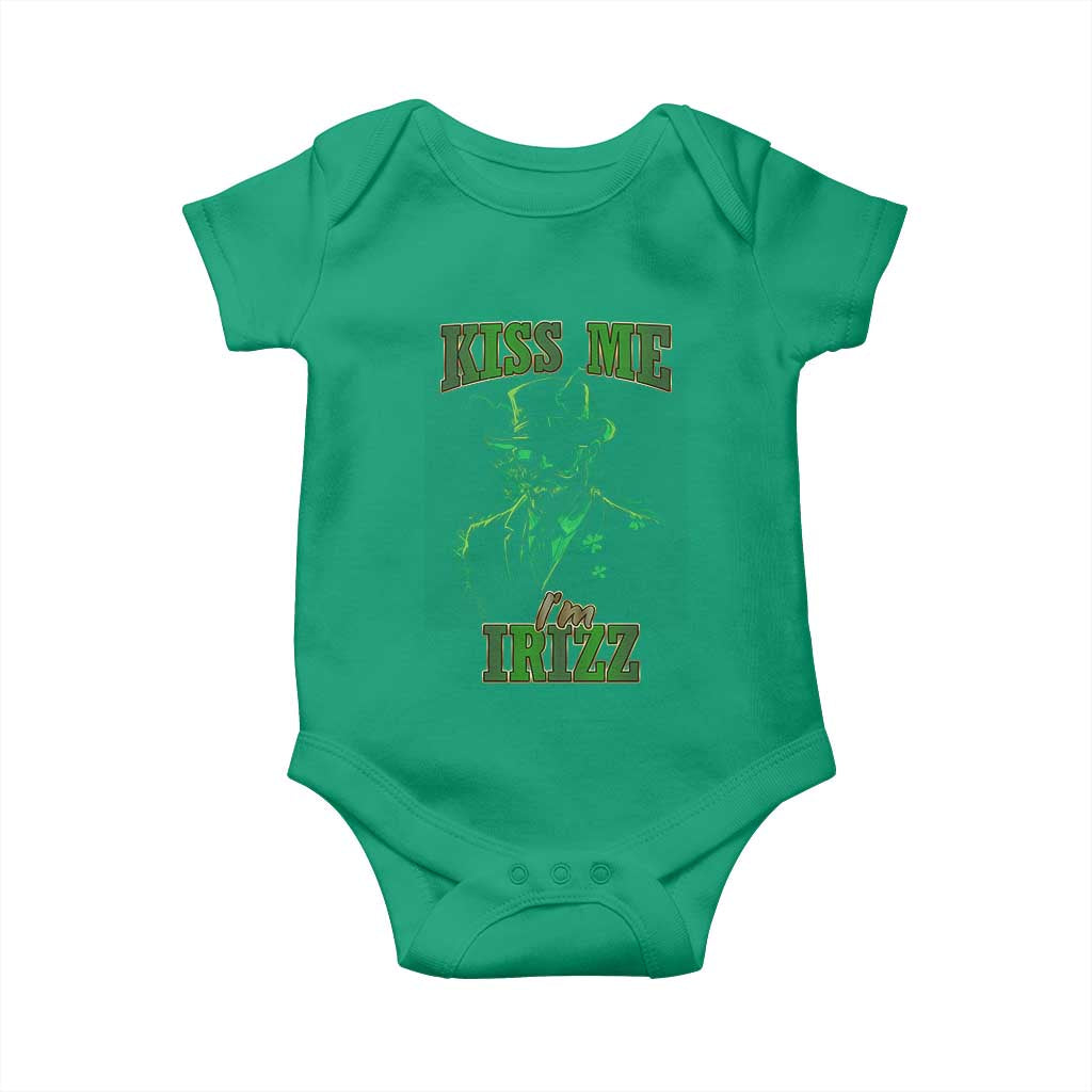 Funny St. Patrick's Day Baby Onesie Kiss Me I'm iRizz Cool Leprechaun