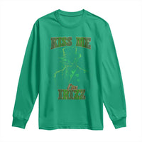 Funny St. Patrick's Day Long Sleeve Shirt Kiss Me I'm iRizz Cool Leprechaun