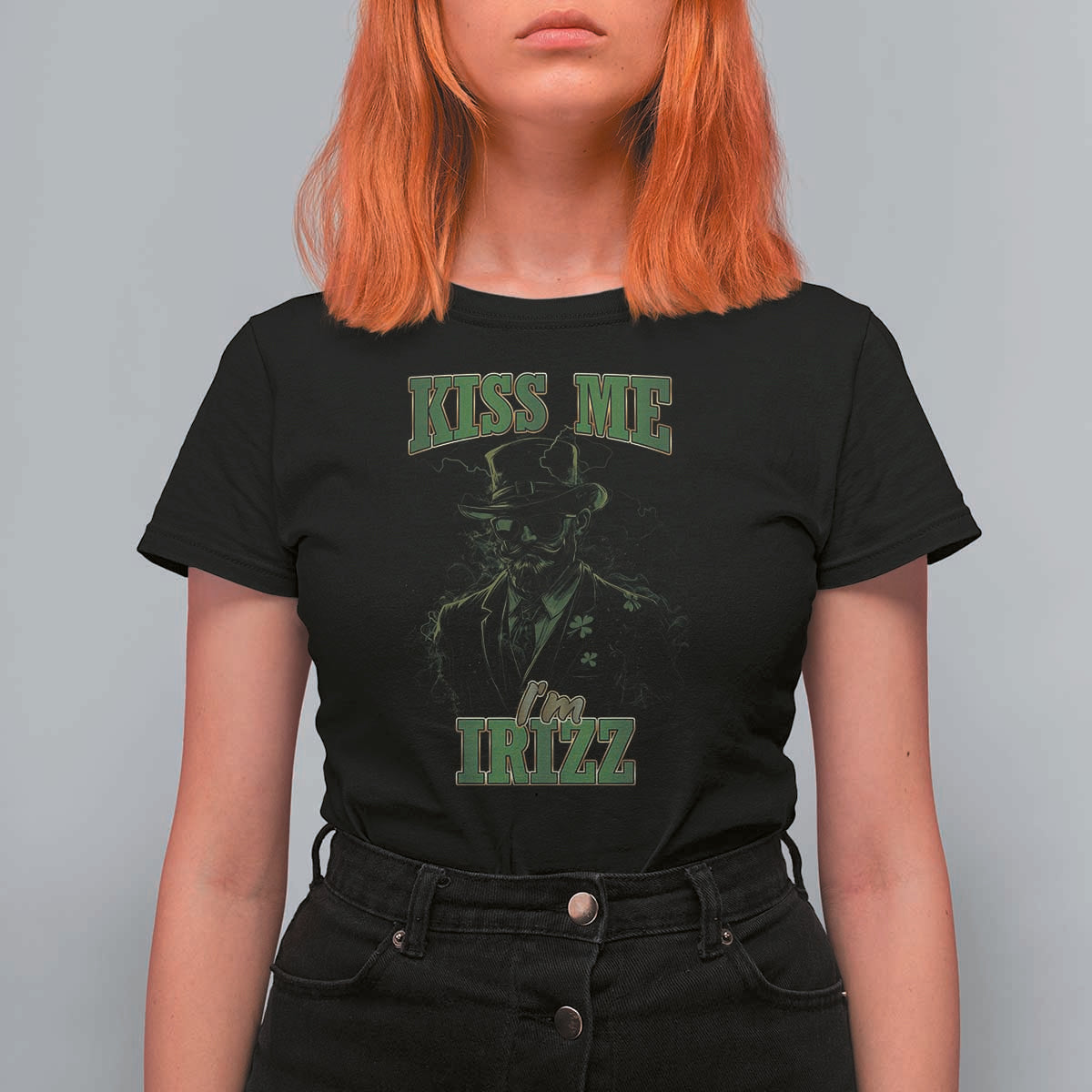 Funny St. Patrick's Day T Shirt For Women Kiss Me I'm iRizz Cool Leprechaun