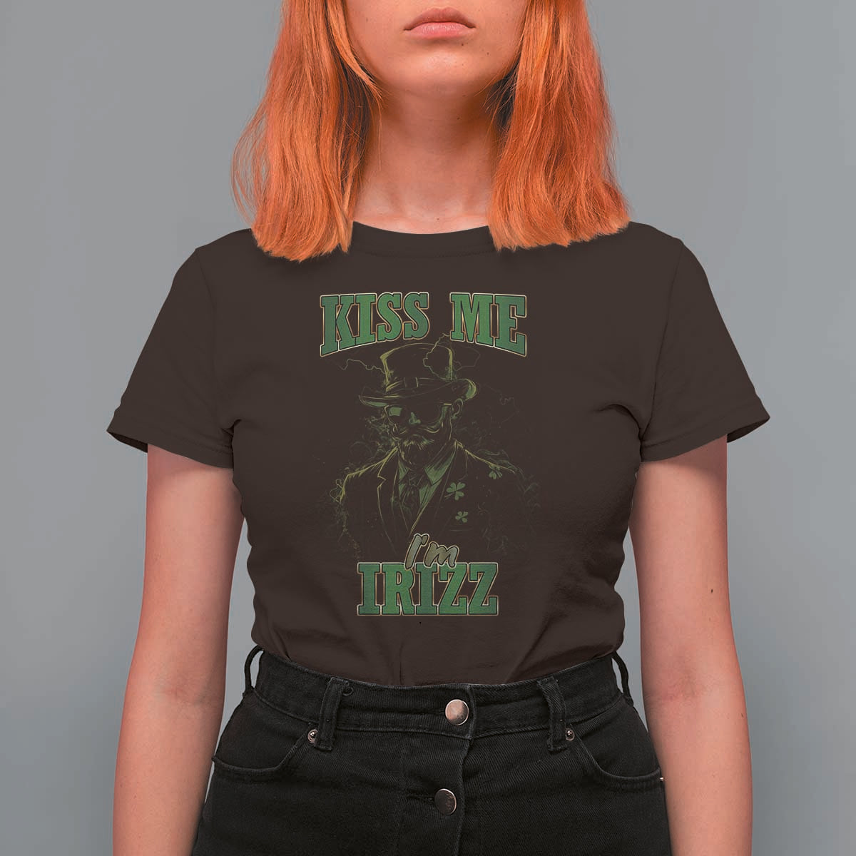 Funny St. Patrick's Day T Shirt For Women Kiss Me I'm iRizz Cool Leprechaun