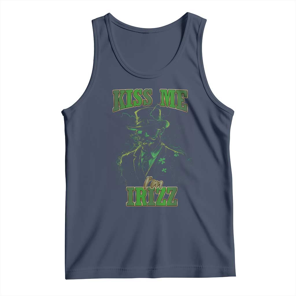 Funny St. Patrick's Day Tank Top Kiss Me I'm iRizz Cool Leprechaun
