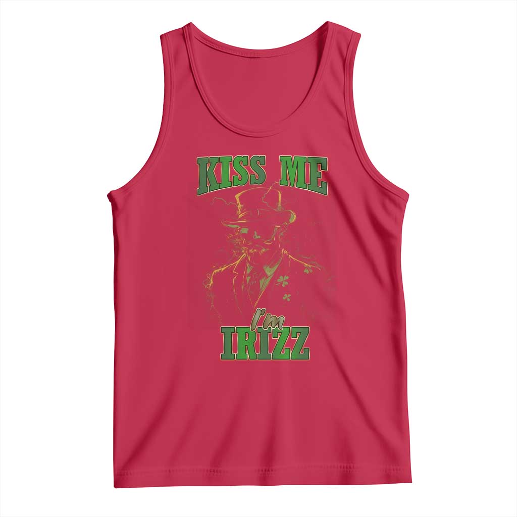 Funny St. Patrick's Day Tank Top Kiss Me I'm iRizz Cool Leprechaun