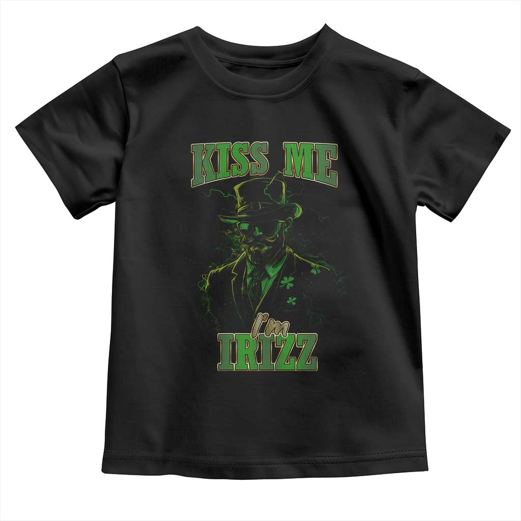 Funny St. Patrick's Day Toddler T Shirt Kiss Me I'm iRizz Cool Leprechaun