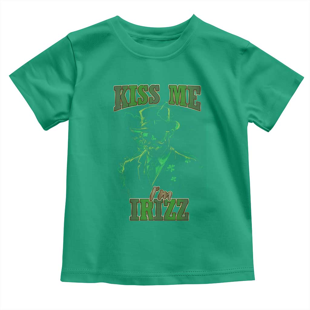 Funny St. Patrick's Day Toddler T Shirt Kiss Me I'm iRizz Cool Leprechaun