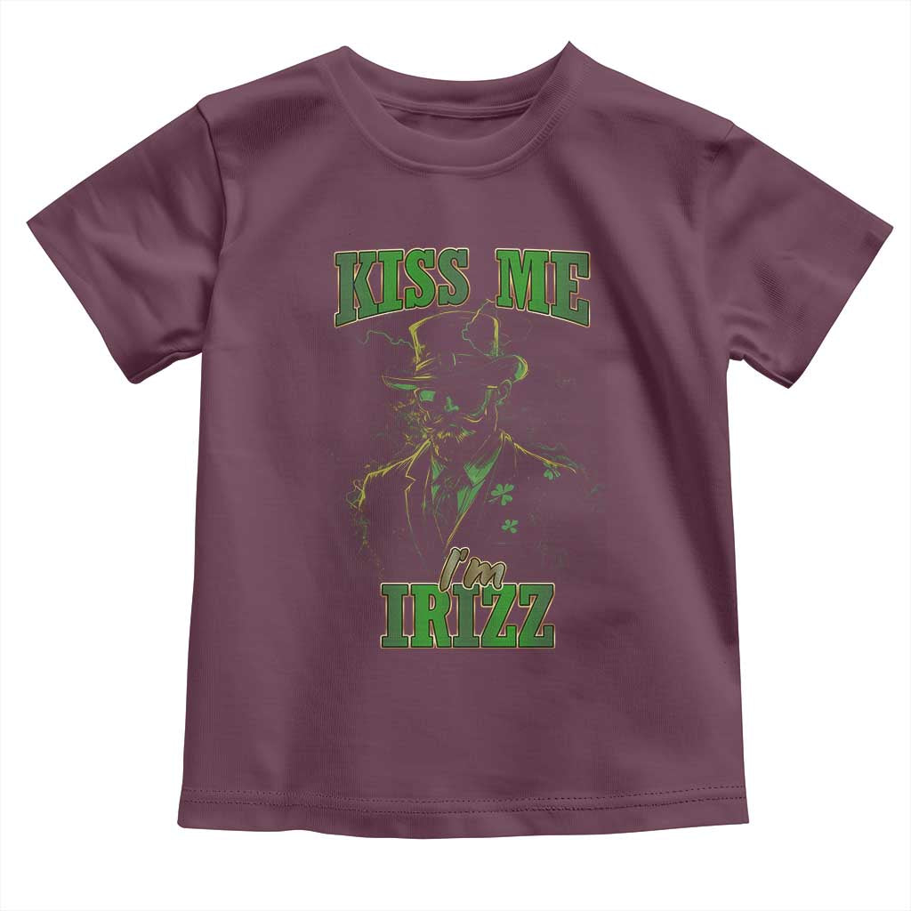 Funny St. Patrick's Day Toddler T Shirt Kiss Me I'm iRizz Cool Leprechaun