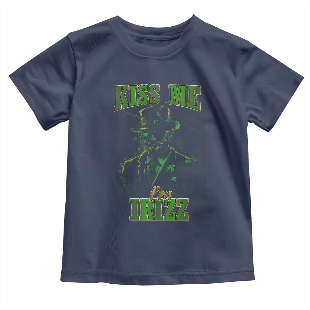 Funny St. Patrick's Day Toddler T Shirt Kiss Me I'm iRizz Cool Leprechaun