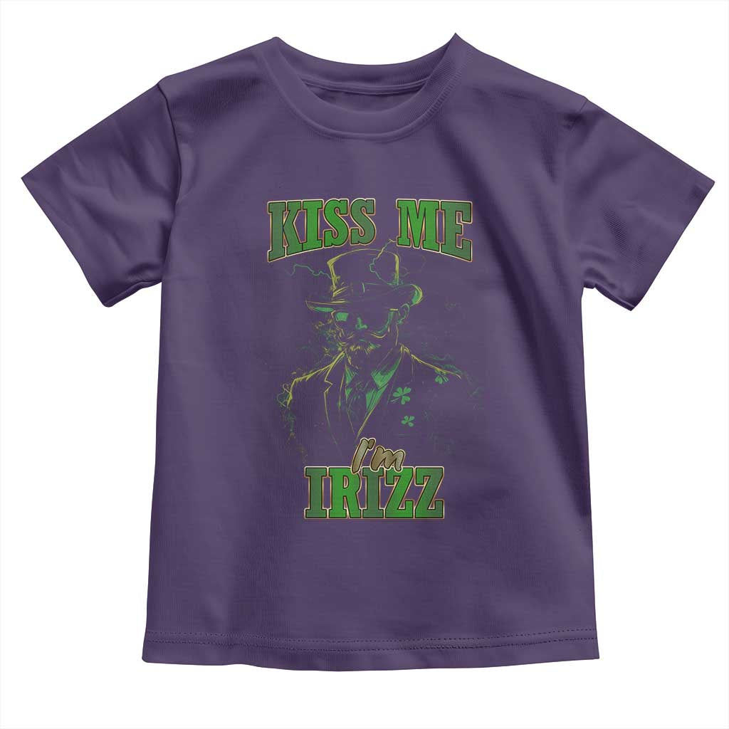Funny St. Patrick's Day Toddler T Shirt Kiss Me I'm iRizz Cool Leprechaun