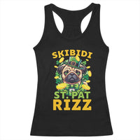 Funny St. Patrick's Day Racerback Tank Top Skibidi St. Patrizz Cute Dog Leprechaun