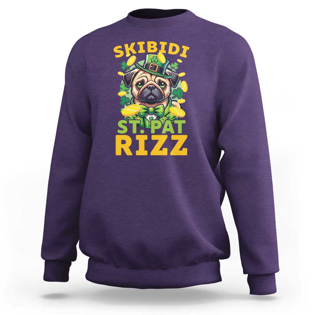 Funny St. Patrick's Day Sweatshirt Skibidi St. Patrizz Cute Dog Leprechaun
