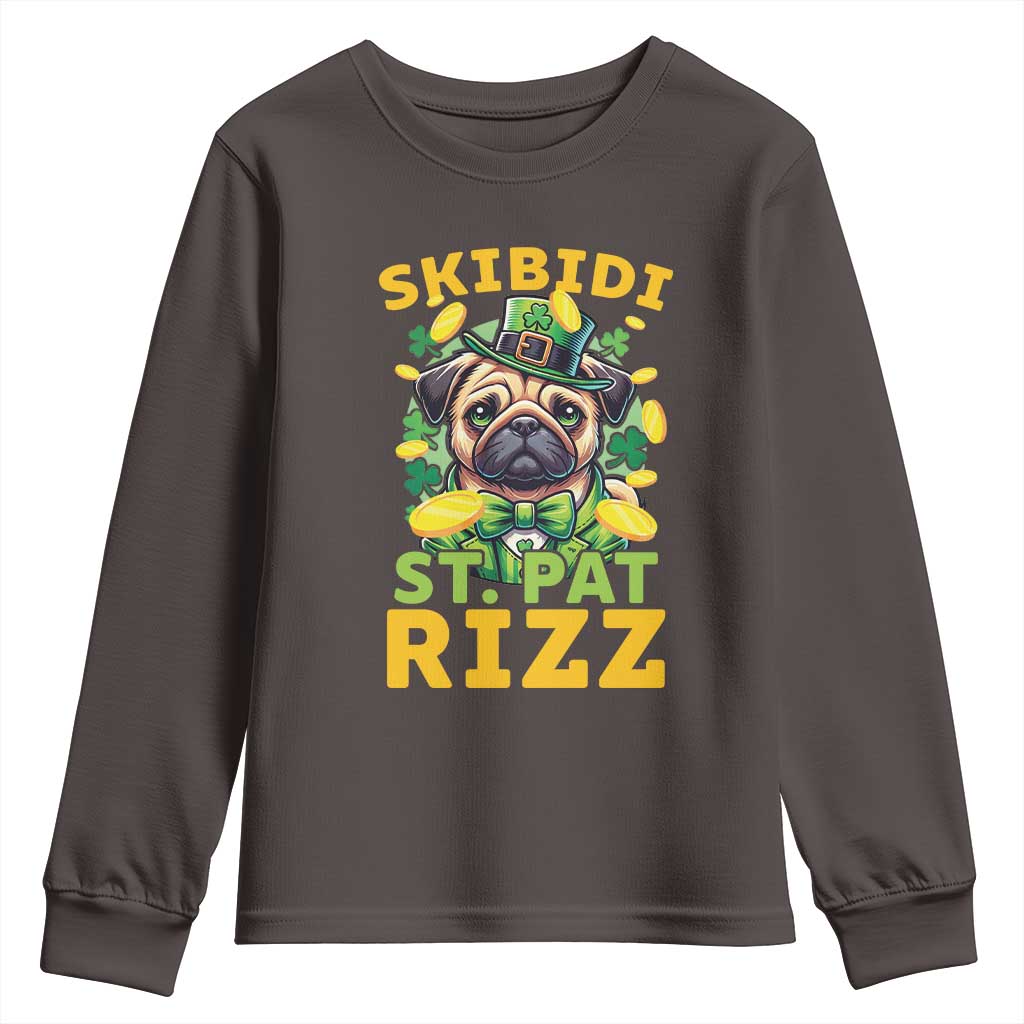 Funny St. Patrick's Day Youth Sweatshirt Skibidi St. Patrizz Cute Dog Leprechaun