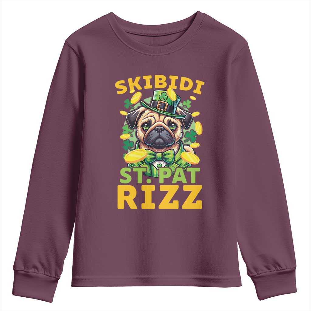Funny St. Patrick's Day Youth Sweatshirt Skibidi St. Patrizz Cute Dog Leprechaun