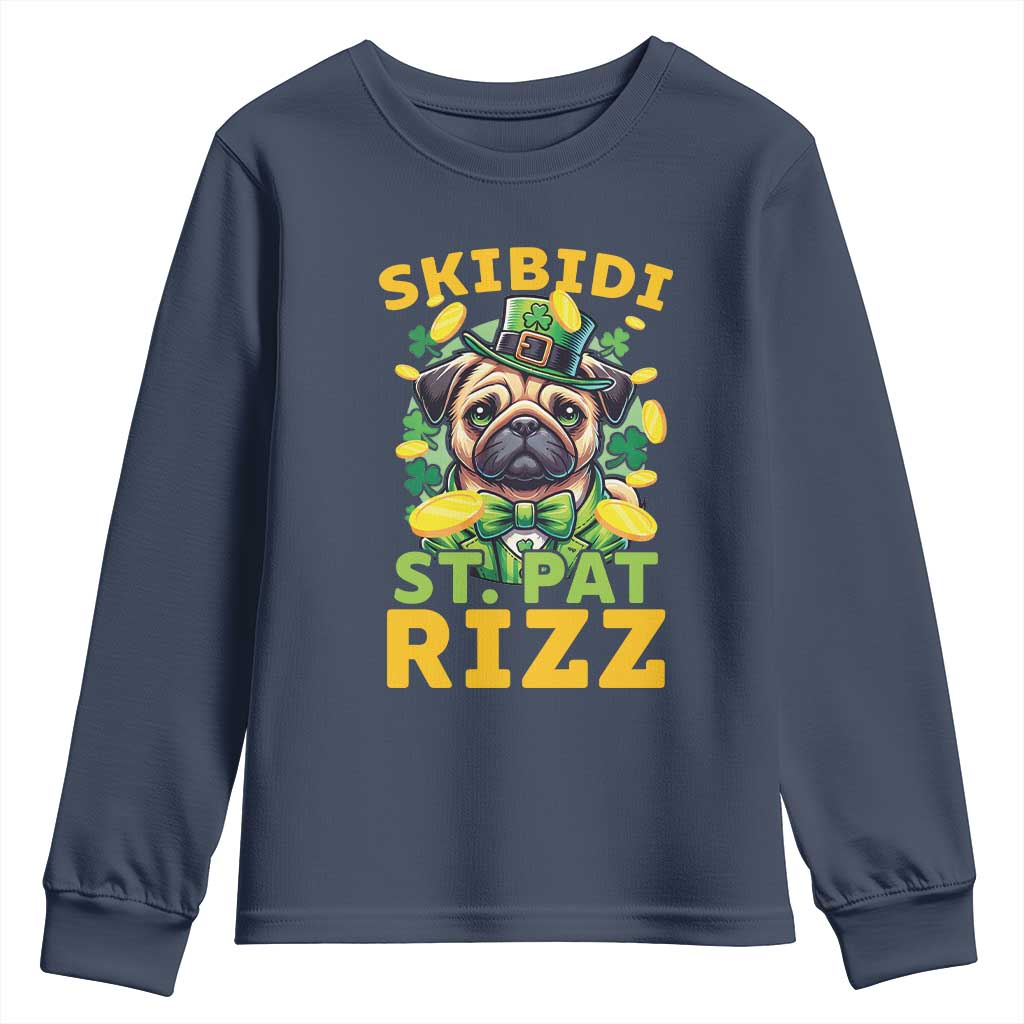 Funny St. Patrick's Day Youth Sweatshirt Skibidi St. Patrizz Cute Dog Leprechaun