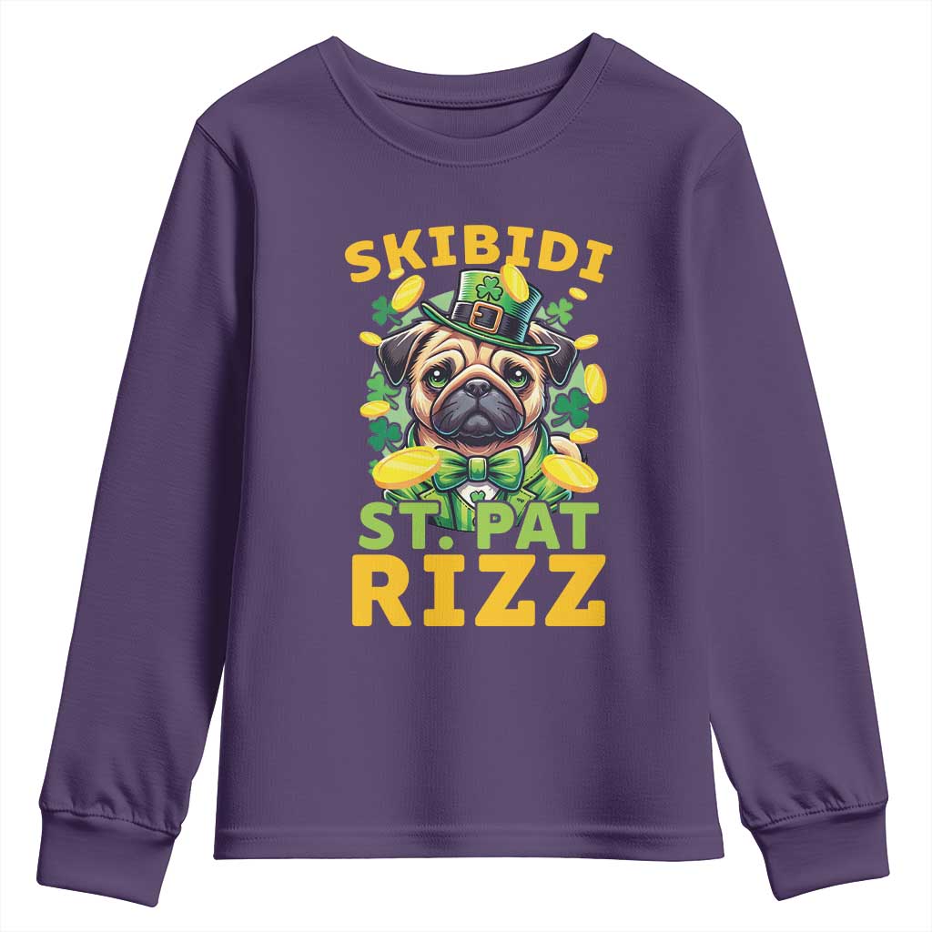 Funny St. Patrick's Day Youth Sweatshirt Skibidi St. Patrizz Cute Dog Leprechaun