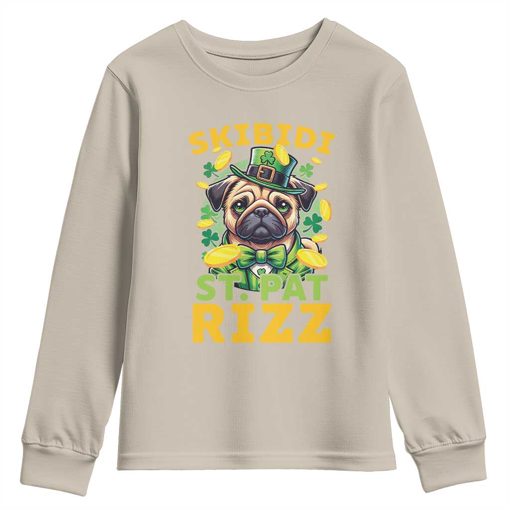 Funny St. Patrick's Day Youth Sweatshirt Skibidi St. Patrizz Cute Dog Leprechaun