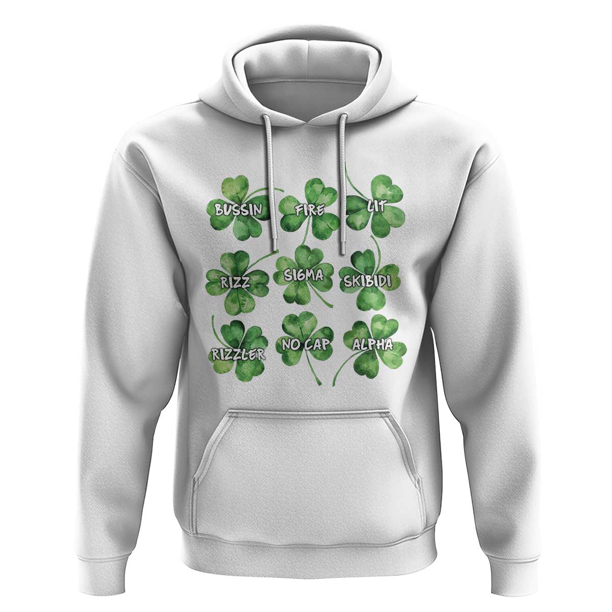 Funny St. Patrick's Day Hoodie Shamrock Lit Rizz Sigma Skibidi Rizzler No Cap Alpha