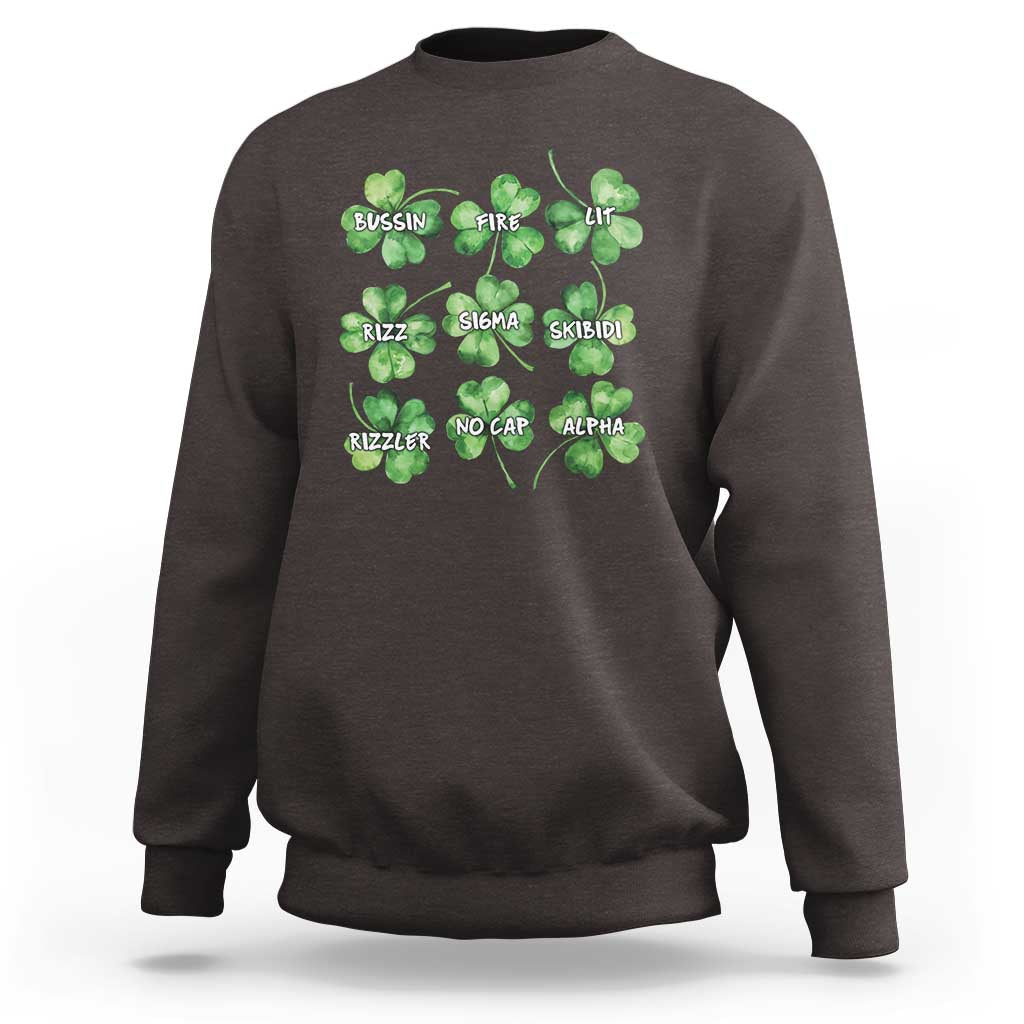Funny St. Patrick's Day Sweatshirt Shamrock Lit Rizz Sigma Skibidi Rizzler No Cap Alpha