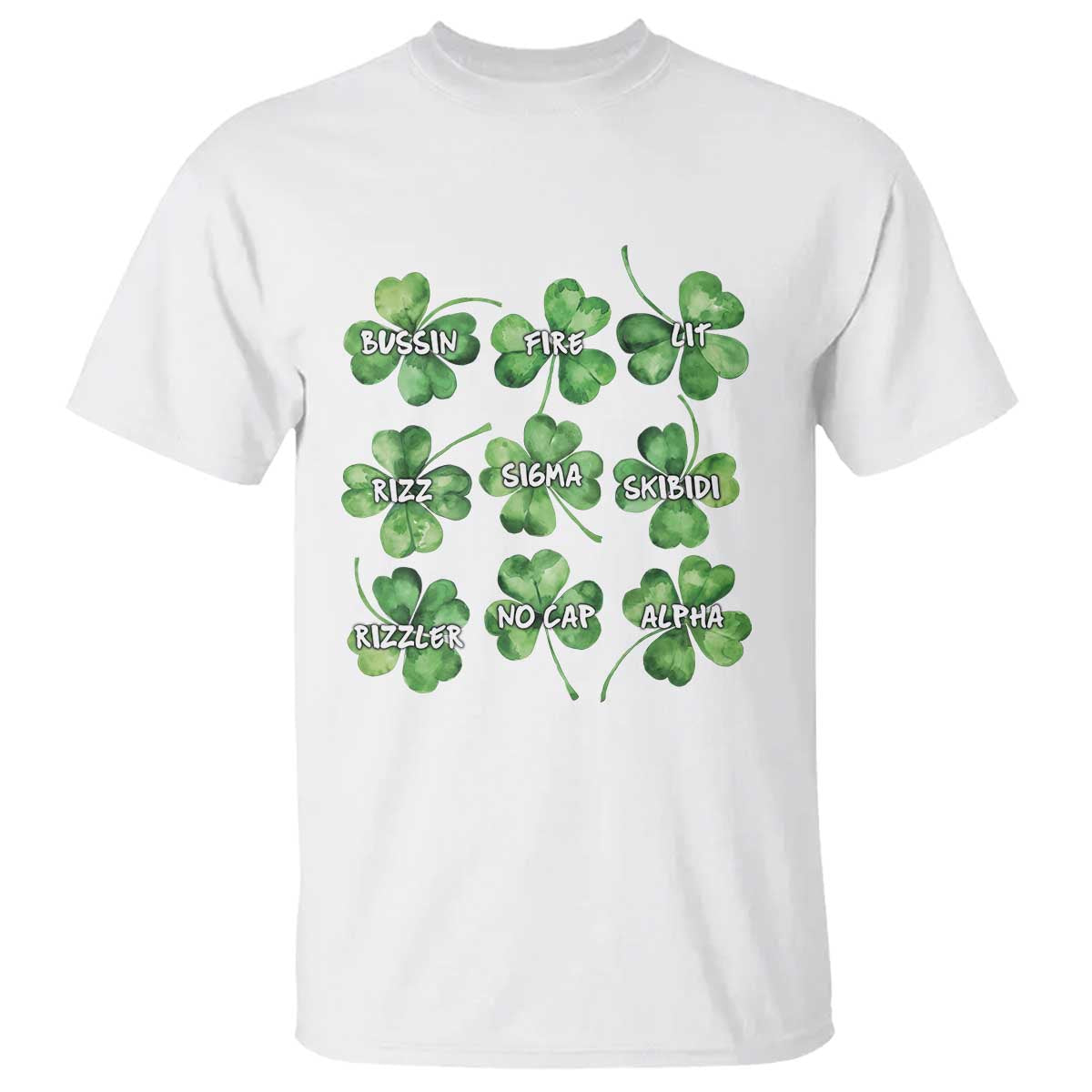 Funny St. Patrick's Day T Shirt Shamrock Lit Rizz Sigma Skibidi Rizzler No Cap Alpha