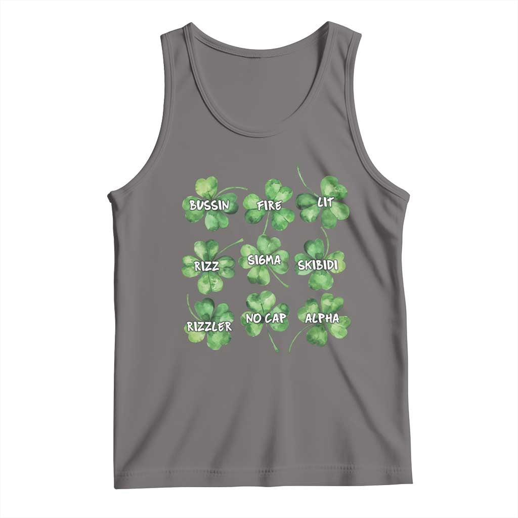 Funny St. Patrick's Day Tank Top Shamrock Lit Rizz Sigma Skibidi Rizzler No Cap Alpha