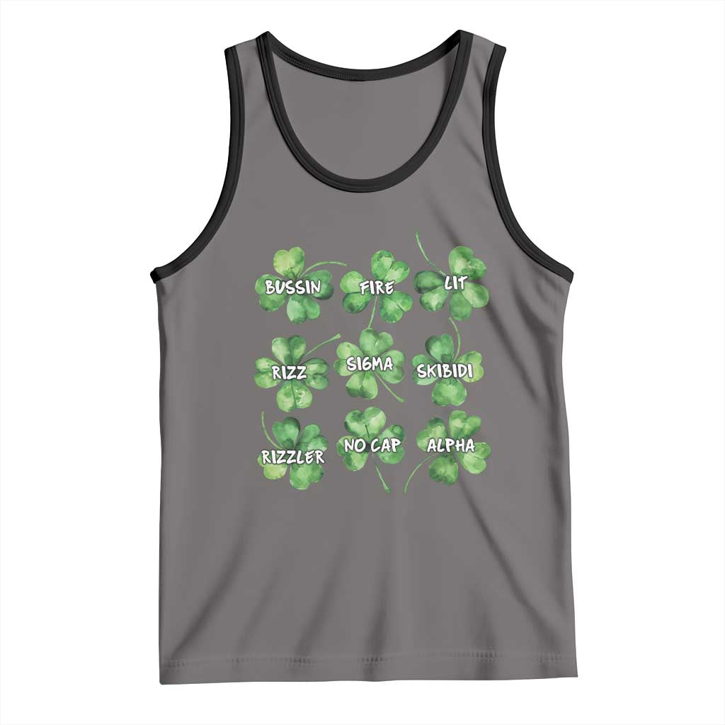 Funny St. Patrick's Day Tank Top Shamrock Lit Rizz Sigma Skibidi Rizzler No Cap Alpha