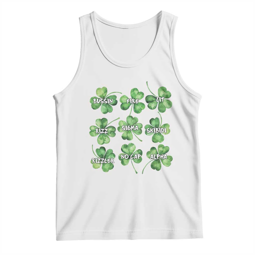 Funny St. Patrick's Day Tank Top Shamrock Lit Rizz Sigma Skibidi Rizzler No Cap Alpha