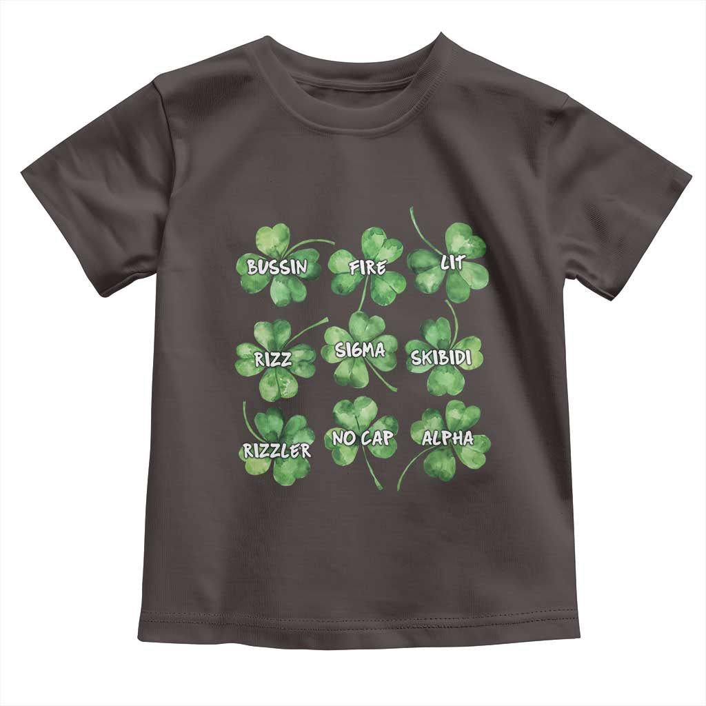 Funny St. Patrick's Day Toddler T Shirt Shamrock Lit Rizz Sigma Skibidi Rizzler No Cap Alpha