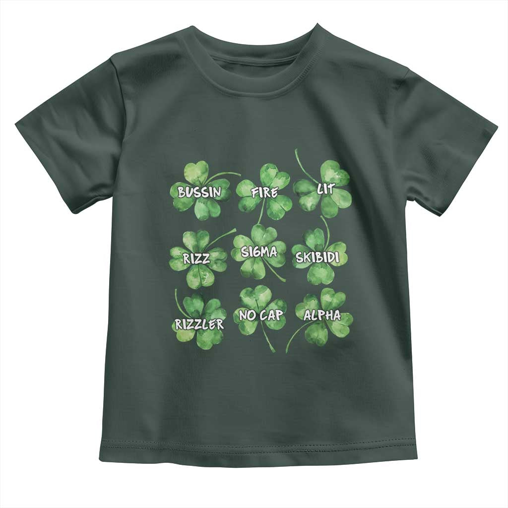 Funny St. Patrick's Day Toddler T Shirt Shamrock Lit Rizz Sigma Skibidi Rizzler No Cap Alpha