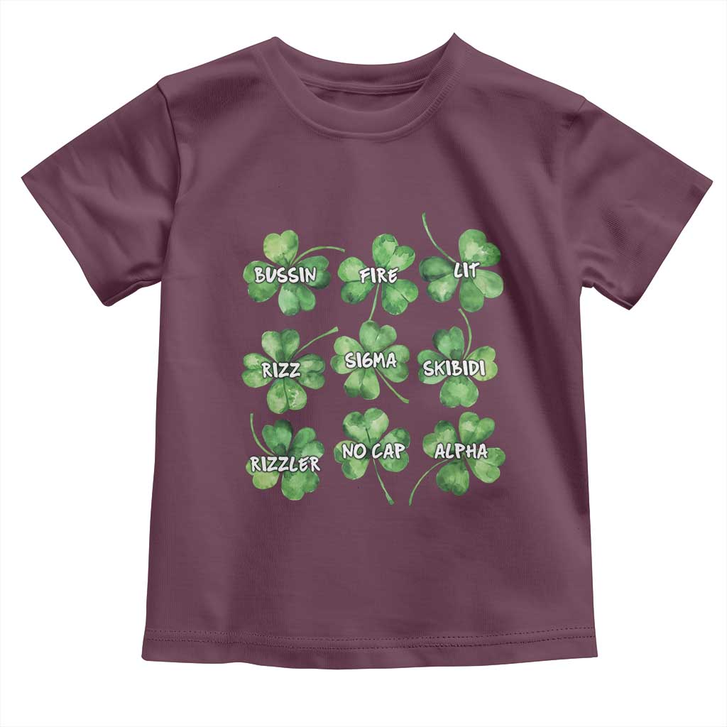 Funny St. Patrick's Day Toddler T Shirt Shamrock Lit Rizz Sigma Skibidi Rizzler No Cap Alpha