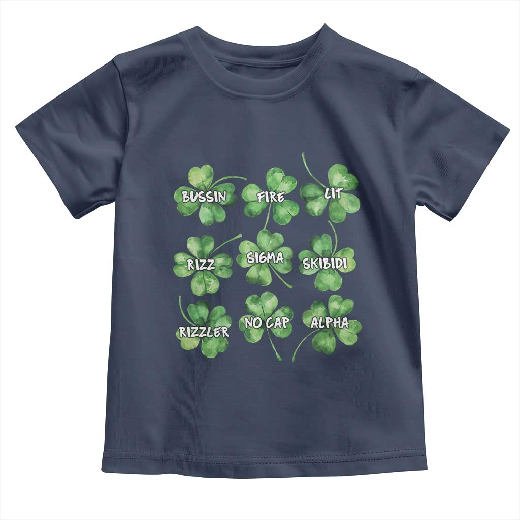 Funny St. Patrick's Day Toddler T Shirt Shamrock Lit Rizz Sigma Skibidi Rizzler No Cap Alpha