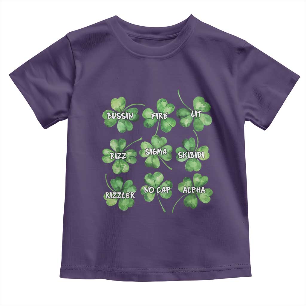 Funny St. Patrick's Day Toddler T Shirt Shamrock Lit Rizz Sigma Skibidi Rizzler No Cap Alpha