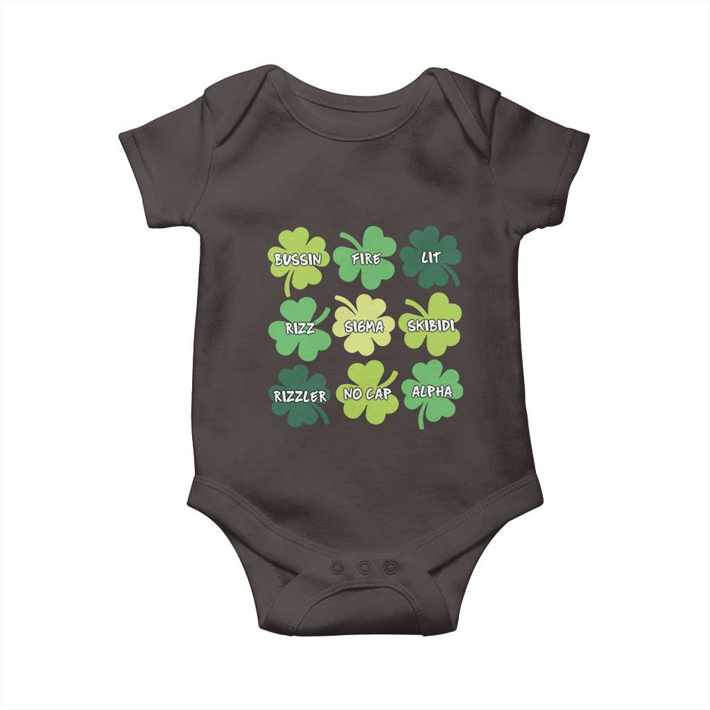 Funny St. Patrick's Day Baby Onesie Lit Rizz Sigma Skibidi Rizzler No Cap Alpha