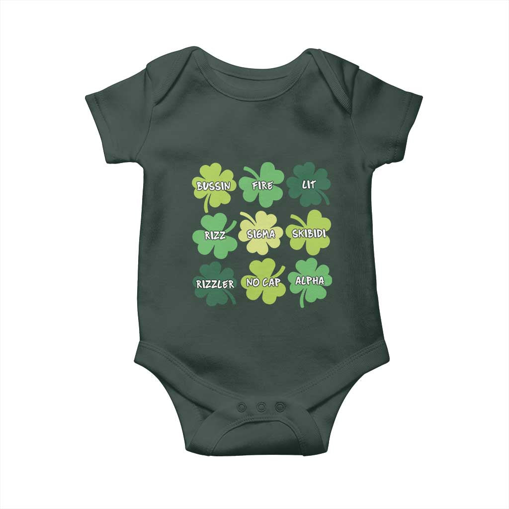 Funny St. Patrick's Day Baby Onesie Lit Rizz Sigma Skibidi Rizzler No Cap Alpha