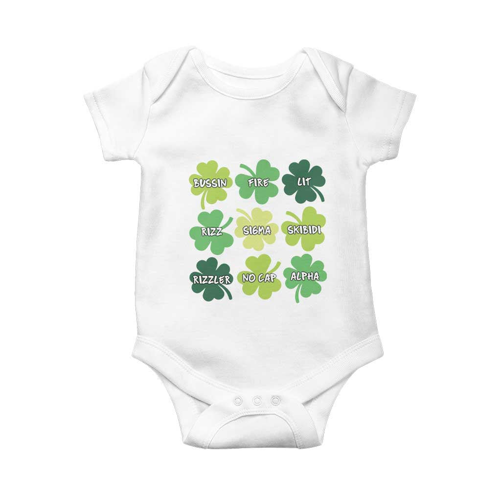 Funny St. Patrick's Day Baby Onesie Lit Rizz Sigma Skibidi Rizzler No Cap Alpha