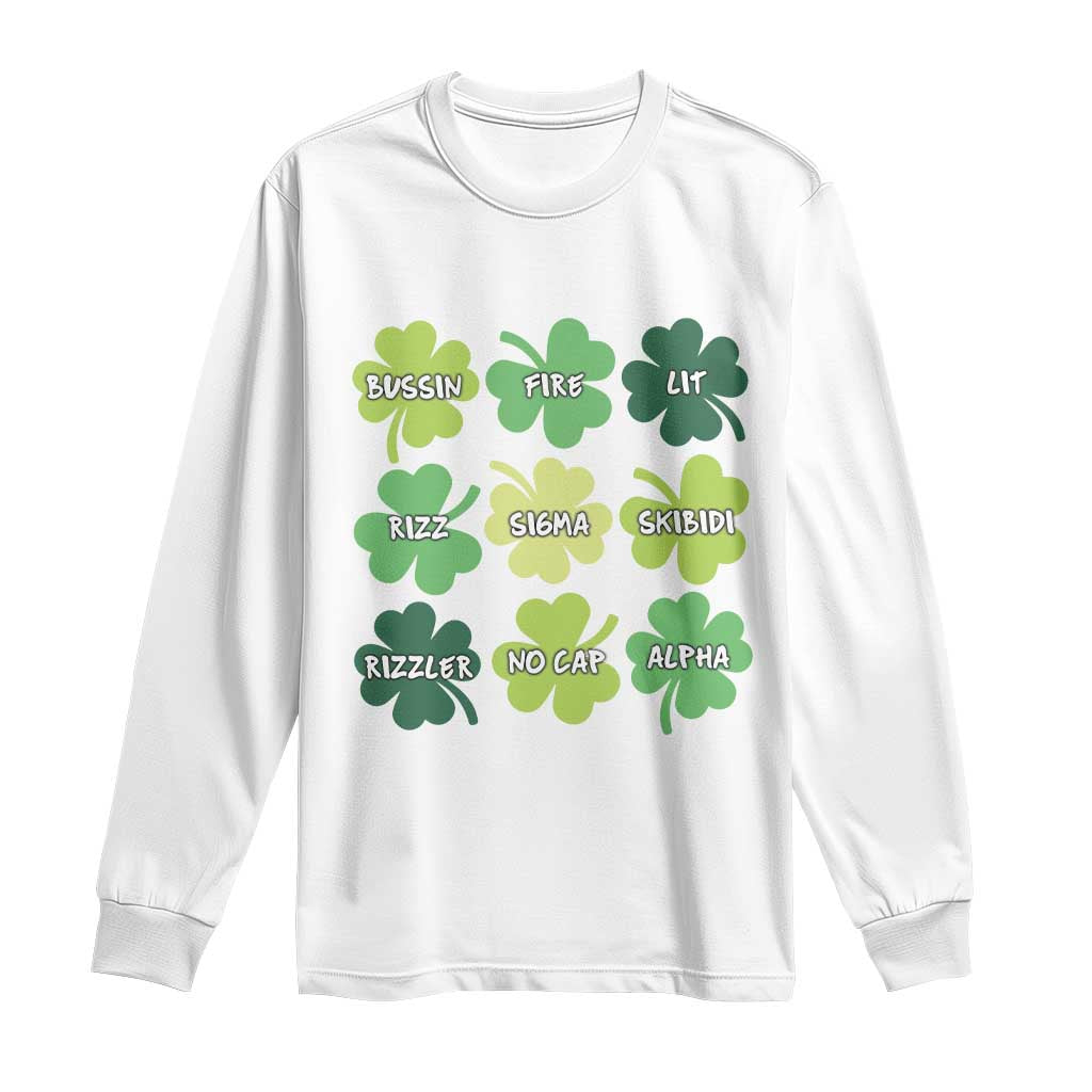 Funny St. Patrick's Day Long Sleeve Shirt Lit Rizz Sigma Skibidi Rizzler No Cap Alpha