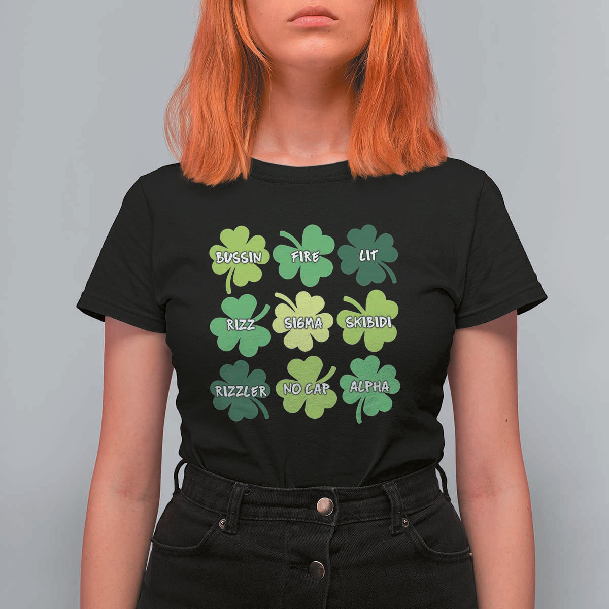 Funny St. Patrick's Day T Shirt For Women Lit Rizz Sigma Skibidi Rizzler No Cap Alpha