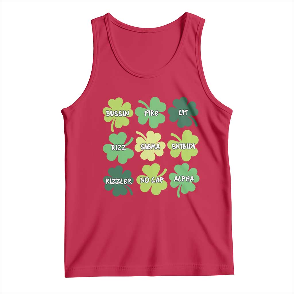 Funny St. Patrick's Day Tank Top Lit Rizz Sigma Skibidi Rizzler No Cap Alpha