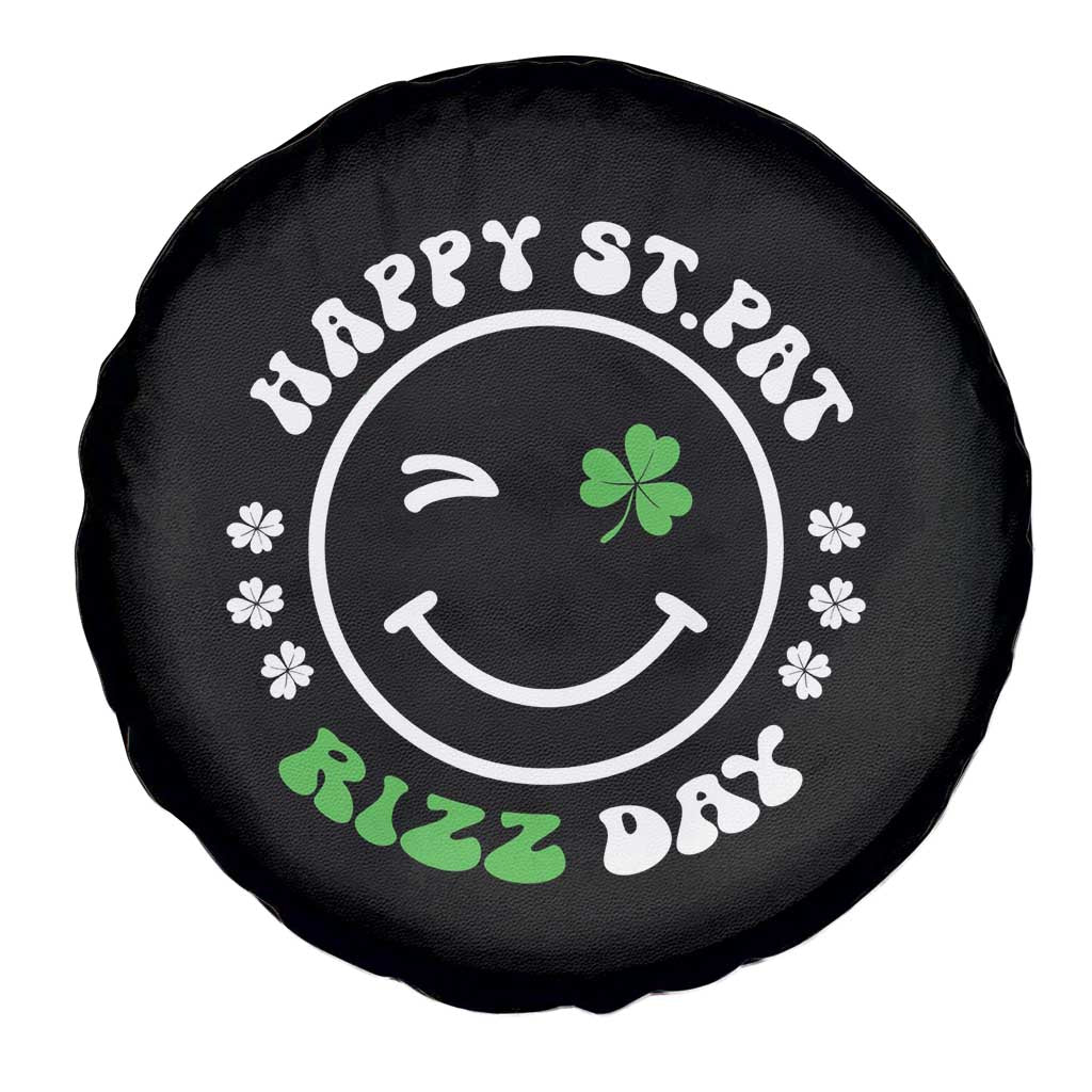 Funny St. Patrick's Day Spare Tire Cover Happy St Pat Rizz Day Shamrock Lucky Face