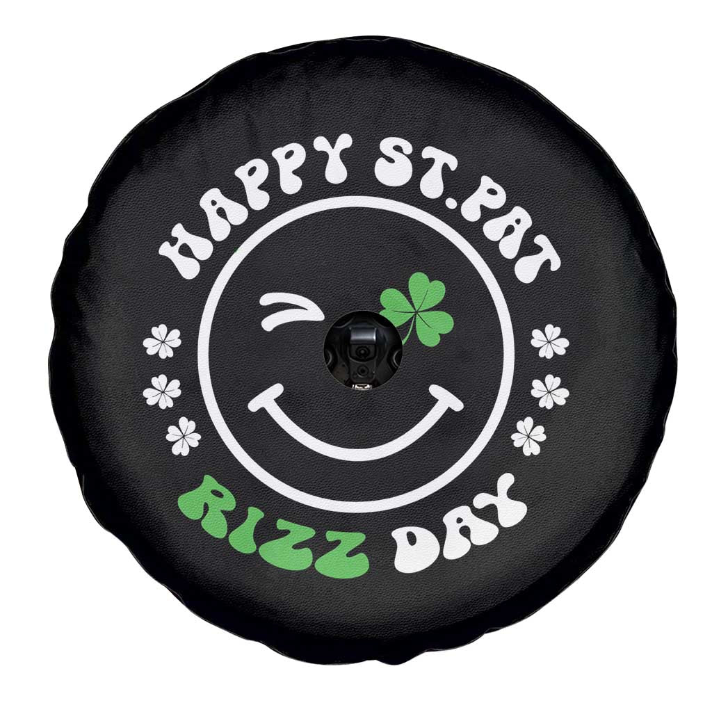 Funny St. Patrick's Day Spare Tire Cover Happy St Pat Rizz Day Shamrock Lucky Face