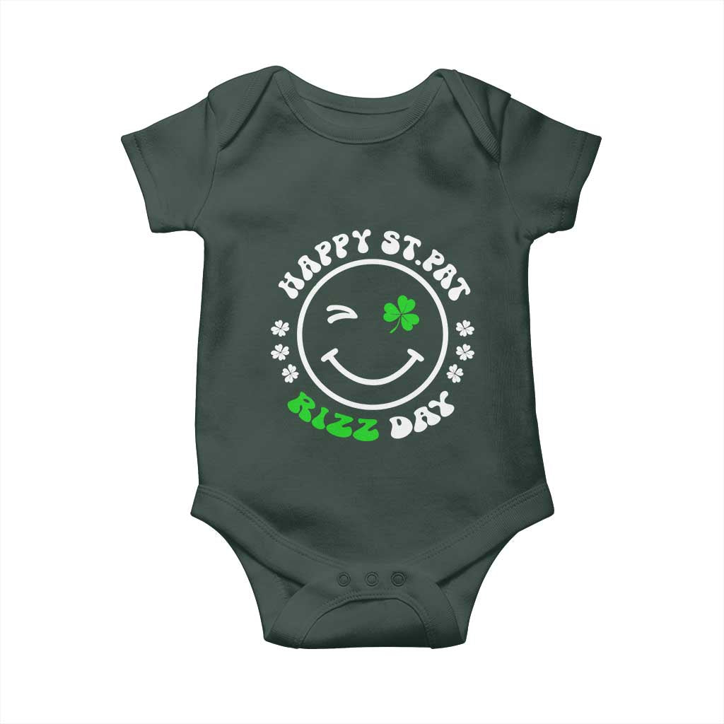 Funny St. Patrick's Day Baby Onesie Happy St Pat Rizz Day Shamrock Lucky Face