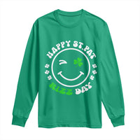 Funny St. Patrick's Day Long Sleeve Shirt Happy St Pat Rizz Day Shamrock Lucky Face