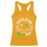Funny St. Patrick's Day Racerback Tank Top Happy St Pat Rizz Day Shamrock Lucky Face