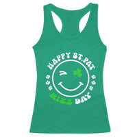 Funny St. Patrick's Day Racerback Tank Top Happy St Pat Rizz Day Shamrock Lucky Face