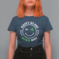 Funny St. Patrick's Day T Shirt For Women Happy St Pat Rizz Day Shamrock Lucky Face