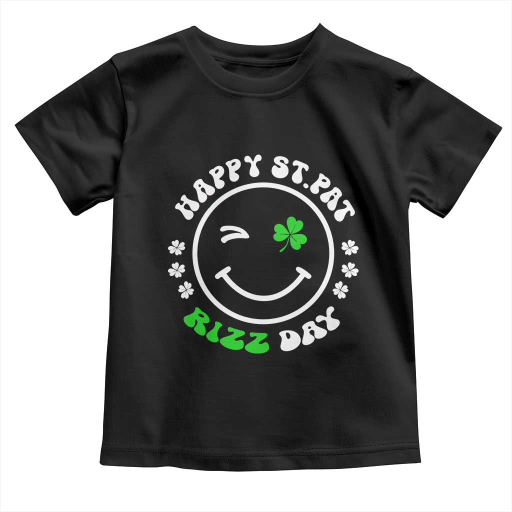 Funny St. Patrick's Day Toddler T Shirt Happy St Pat Rizz Day Shamrock Lucky Face