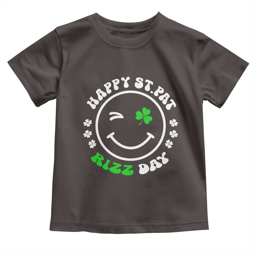 Funny St. Patrick's Day Toddler T Shirt Happy St Pat Rizz Day Shamrock Lucky Face