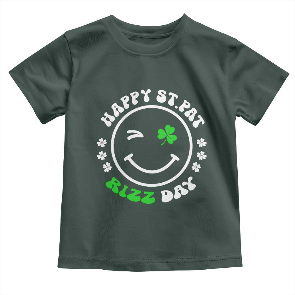 Funny St. Patrick's Day Toddler T Shirt Happy St Pat Rizz Day Shamrock Lucky Face