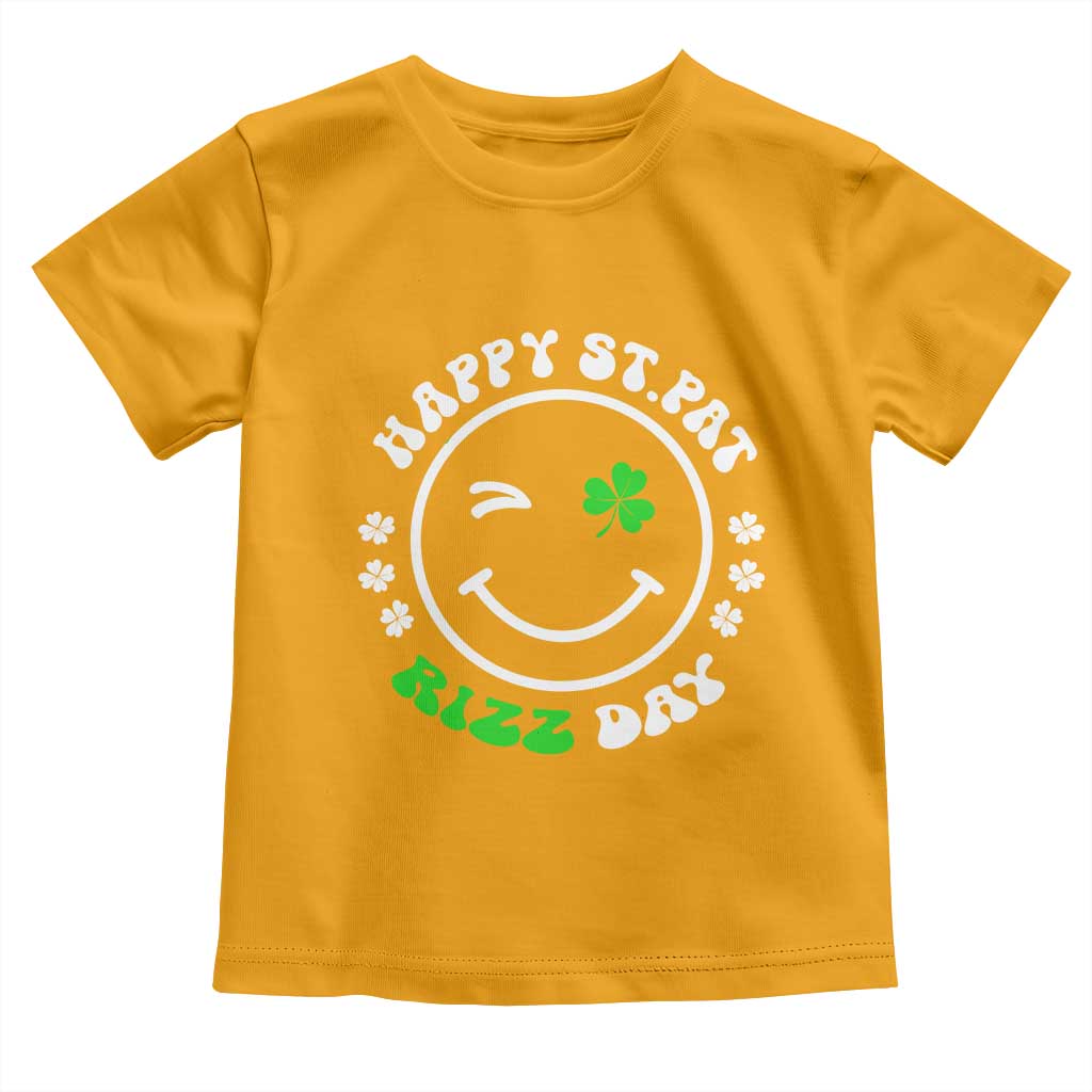 Funny St. Patrick's Day Toddler T Shirt Happy St Pat Rizz Day Shamrock Lucky Face